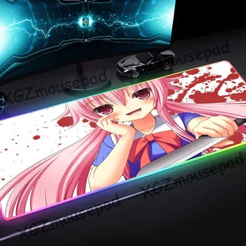 

XGZ Large RGB Mouse Pad Black Lock Edge Cold Killer Knife Custom Computer Keyboard Colorful Luminous Table Mat Rubber Non-slip