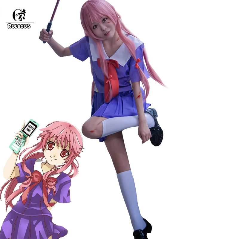 Косплей ROLECOS в стиле аниме манги будущий дневник костюм Yuno Gasai Mirai Nikki Униформа