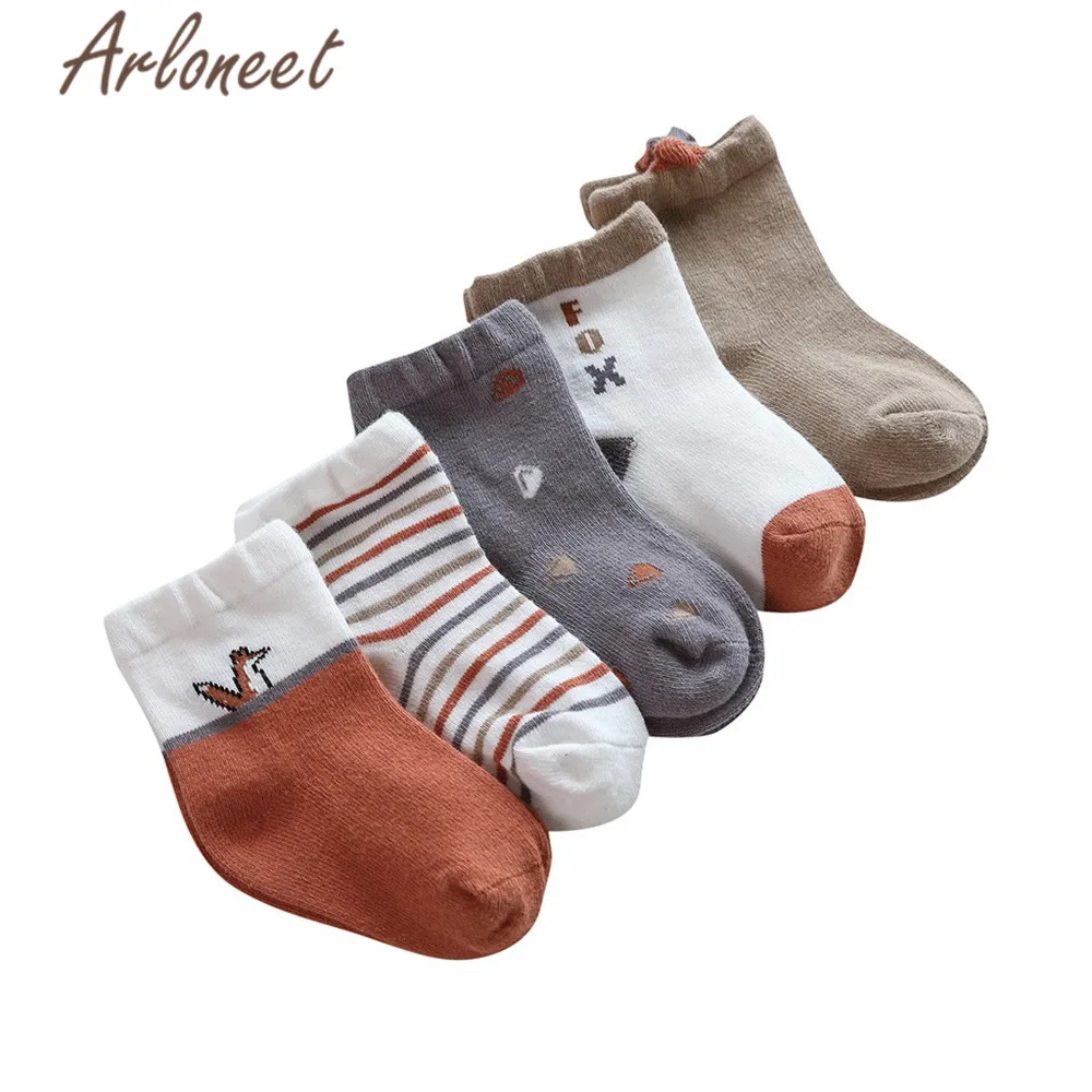 ARLONEET/Носки для новорожденных нескользящие носки для девочек и мальчиков, 5 шт. в комплекте, Детские хлопковые носки для девочек, осенне-зимние носки для мальчиков, кроссовки - Цвет: WH