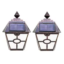 Ретро 2LED Солнечный настенный светильник Открытый водонепроницаемый садовый забор защитный светильник
