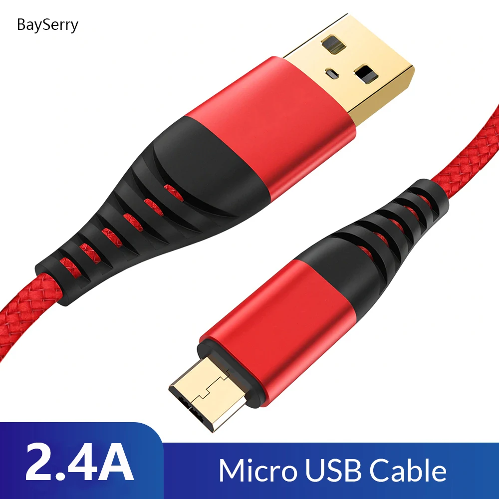 Оригинальный 2 м микро USB кабель 2.4A нейлон Быстрая зарядка для передачи данных