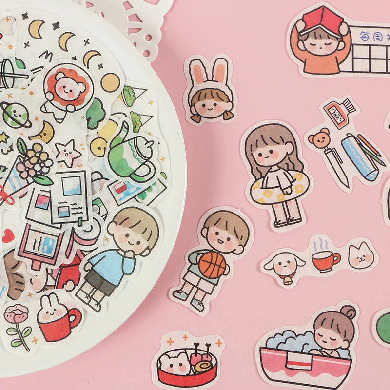Stationery Stickers 45  Stickers for Scrapbooking Pack of Kawaii Korean style Cute Girl Character stickers