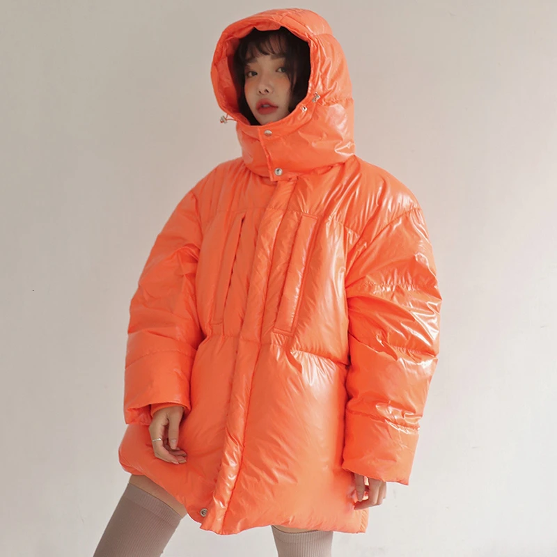 

woman winter coats 2019 Solid Oversize Parkas Thick Pockets Female Warm Winter Coat Korean Fashion Bright color coat MY229