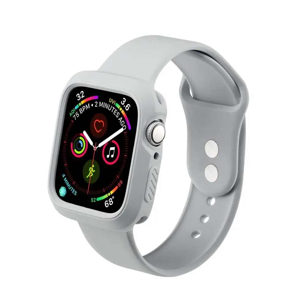 Color5 ProBefit Soft Silicone Bumper Watch Case+ WatchBand for Apple Watch 3 2 1 42MM 38MM Rubber Watch Strap for iWatch 5 4 40MM 44MM - Цвет ремешка: Color5