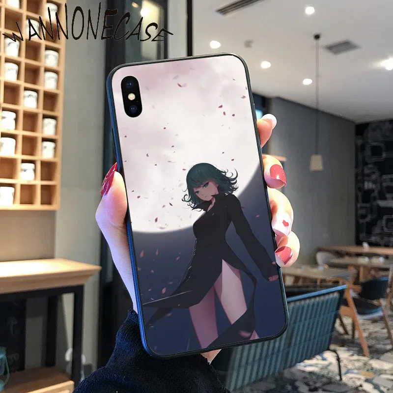 Anime One Meninju, Pukulan Man Gadis Lembut Hitam untuk iPhone 8 7 6 6S Plus X XS MAX 5 5S SE XR 11 11pro Promax Ponsel