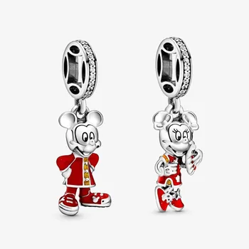 

2020 new 1:1 original 925 sterling silver mickey minnie dangle diy bead Fit pandora charms bracelet for jewelry F013