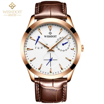 

WISHDOIT Men's Watch Top Brand Luxury Mechanical Watch Casual Leather Stainless Steel Men's Clock Fashion Chronograph Watch