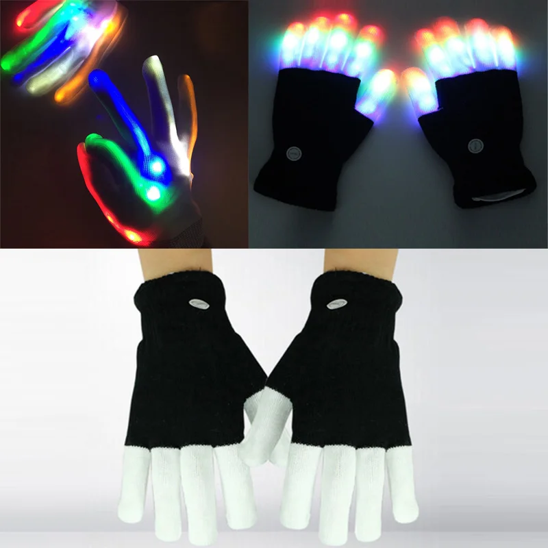 1คู่ผู้ใหญ่ LED กระพริบถุงมือ Magic Glow ใน Dark Toy Light Up Finger