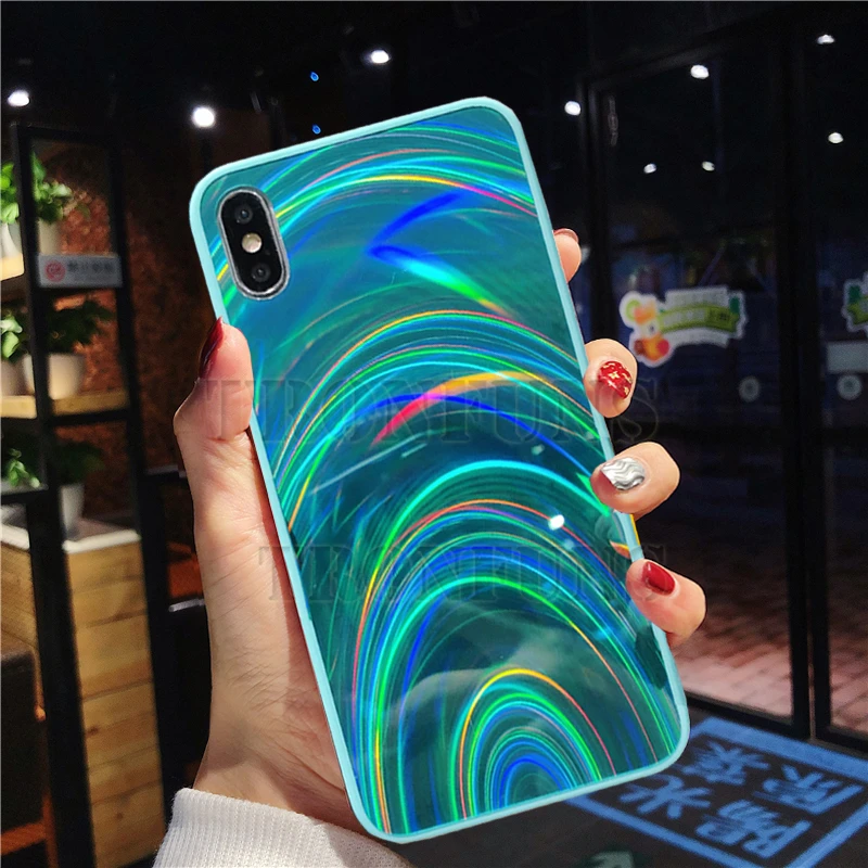 Зеленый Блеск Радужный чехол для huawei P30 P20 Коврики 20 Pro PSmart рlus Honor 20i 10i 10 Lite 8X 8A 8S Y9 Y5 Y6 Y7 Prime в мягкой обложке - Цвет: Зеленый