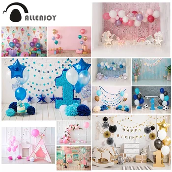 

Allenjoy Baby Shower Photography Studio Background Cake Smash Princess Prince Birthday Balloons Backdrop Kid Event Photozone