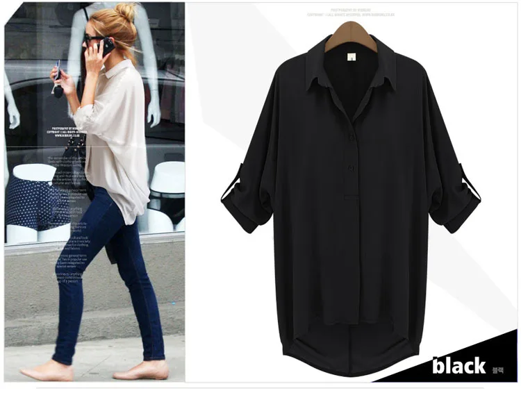 

Ladies’ Fashion European Style Loose Chiffon Medium Sleeves Blouse