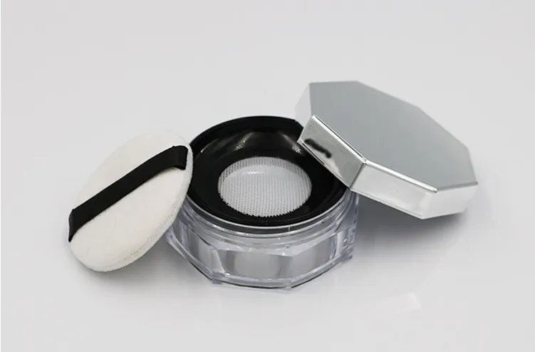 new 100pcs 20g Empty Loose Powder Pot Octagon Powder Jar Powder Puff Boxes Empty Cosmetic Container Travel Makeup Packaging