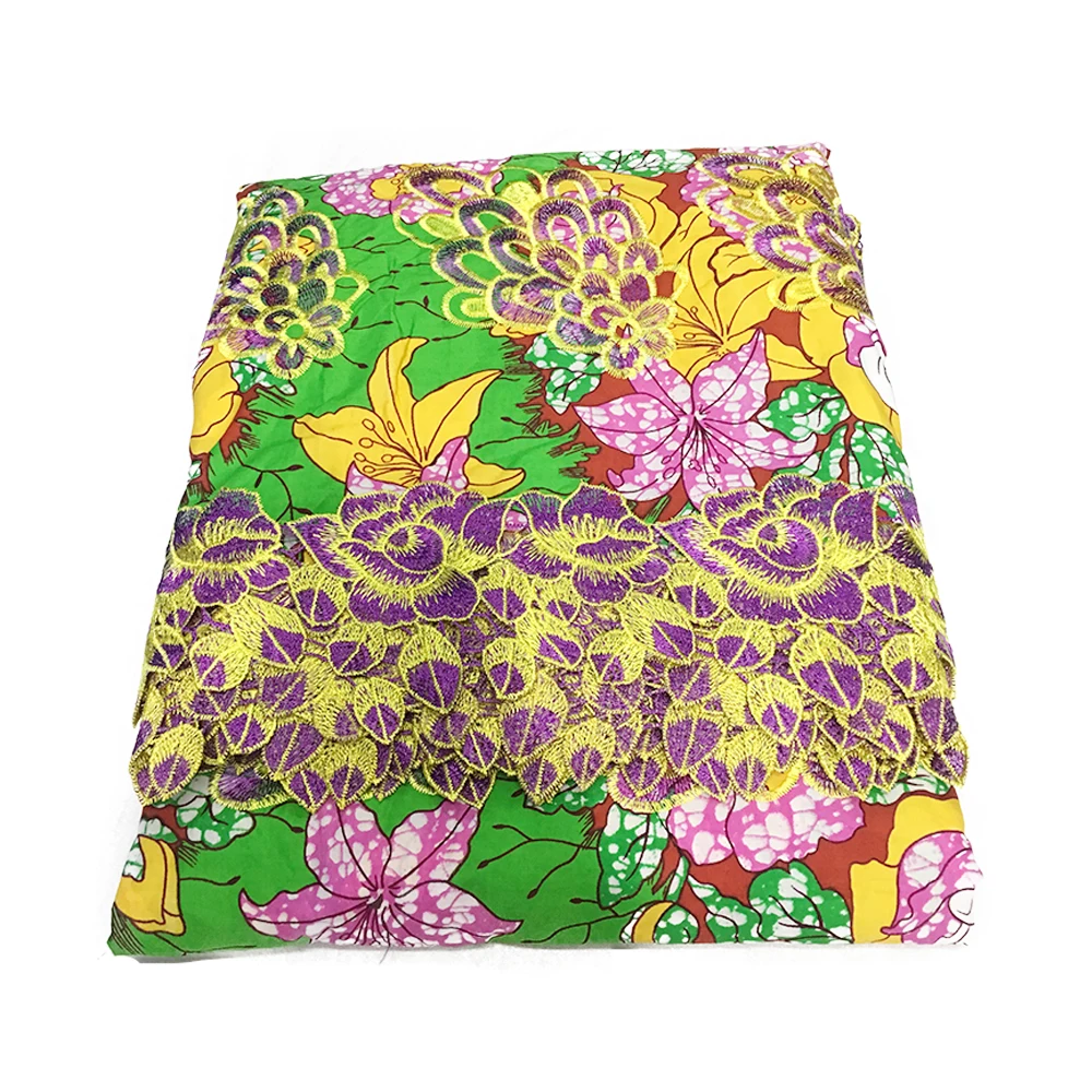 New Green African Quality Super Wax Fabric for Dress Party, Veritable Block Print Wax Ankara Lace Fabrics Cotton