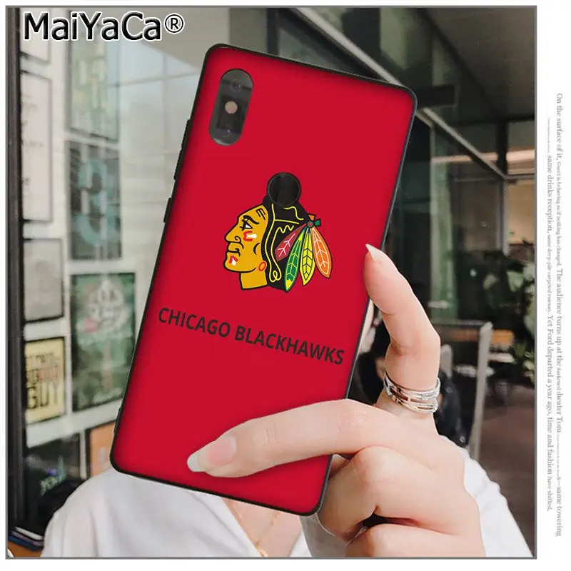 MaiYaCa Chicago Blackhawks мягкий, силиконовый, из ТПУ черный чехол для телефона xiaomi mi 6 8 se note2 3 mi x2 redmi 5 5plus note 4 5 5 Чехол - Цвет: A6