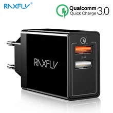 RAXFLY 30 Вт QC3.0 USB быстрое зарядное устройство Быстрая зарядка 3,0 двойной USB зарядное устройство для телефона для iPhone X XR samsung huawei Xiaomi зарядный адаптер