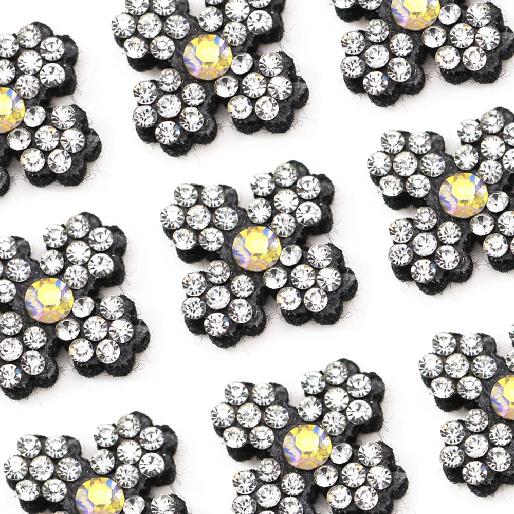 10 шт. цветочные стразы аппликации AB кристалл пришитые патчи нетканые для