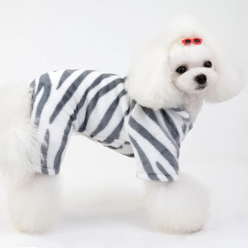 

Pet Clothing Winter 4 Legged Zebra Pattern Velvet Clothes Flannel Dog Clothes Soft Warm For Small And Medium Dogs