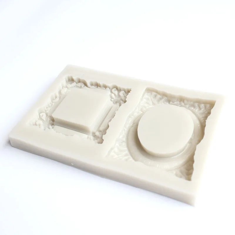 Mirror photo frame, silica gel sugar turning mold, DIY baking cake decoration, chocolate clay glue dropping mold