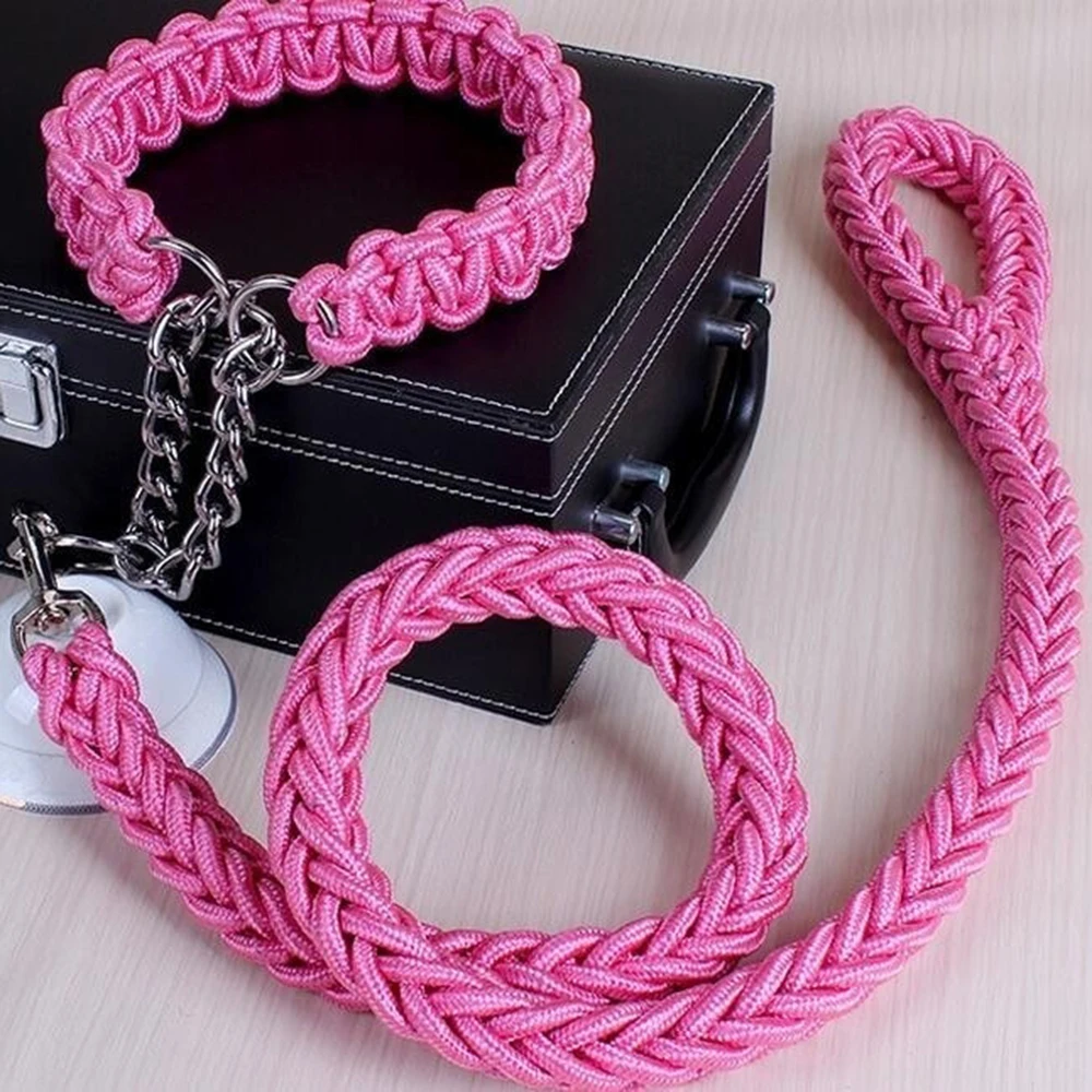 pink Длинный поводок для собак Модернизированный с цветным воротником стереотипный поводок длинный поводок для собак es выдвижной автоматический поводок для больших собак - Цвет: pink
