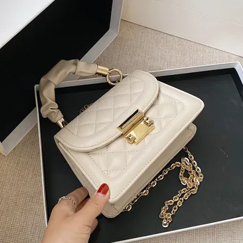 

2020 Fashion Bag Women Tote Chain Lock Crossbody Bag Mini Shoulder Handbags Purse Elegant Summer Beach Crossbody Bag Square