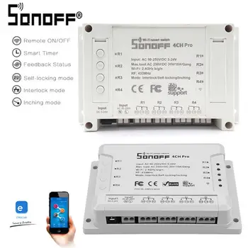 

Smart Home ITEAD SONOFF 4CH Pro R2 Wireless Remote Conotrol 4 Channels DIY Wifi Smart Switch Support Google Home Alexa IFTTT