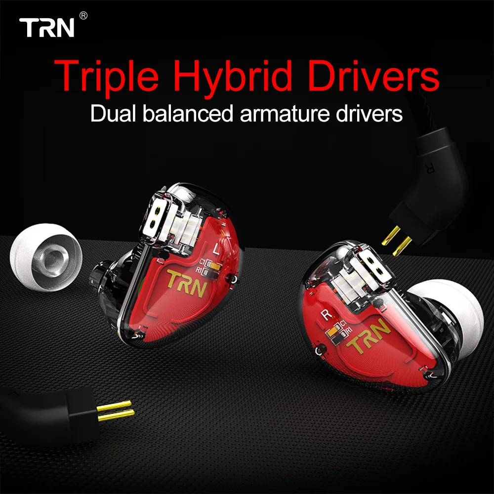 TRN V30 2BA + 1DD тройной Гибридный Драйвер бас наушники в ухо съемный кабель HIFI монитор