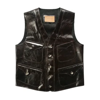 

Offer! Read Description! 1951 Asian size Super quality men's leather mens sheep skin vest 4 colours