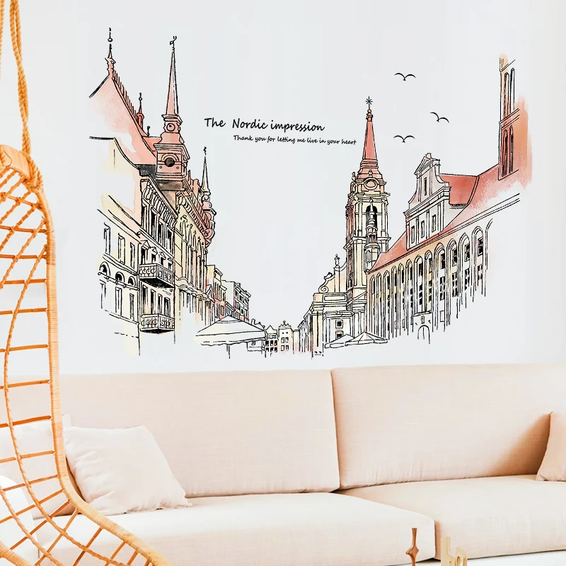

DIY Buildings Wall Stickers for Living Room Office Decoration Bedroom Home Decor Accessories Mural Decals DIY Vinyl