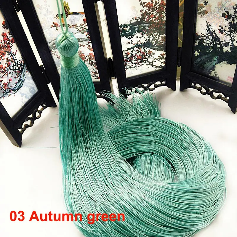 03 Autumn green 1 шт., шелковая кисточка, 50 см, бахрома, украшение кисточка, для шитья, для штор, ювелирные аксессуары, сделай сам, свадебное украшение - Цвет: 03 Autumn green