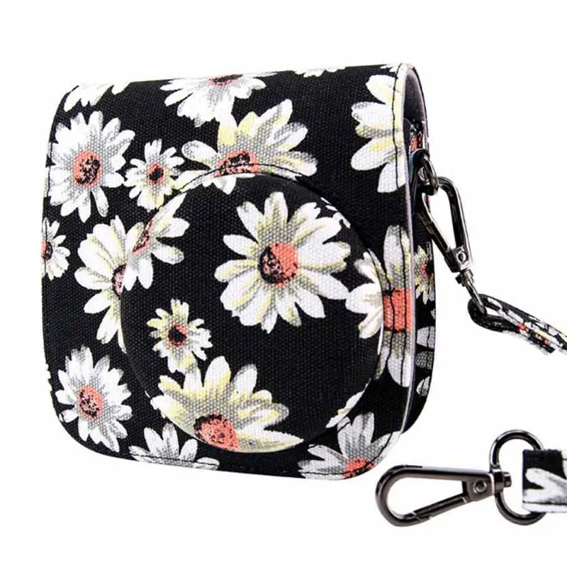 canvas bag Холщовый чехол для Fujifilm Instax Mini 9/Mini8/Mini 8Plus с плечевым ремнем для камеры Instax mini 8 9 чехол черная Маргаритка - Цвет: canvas bag