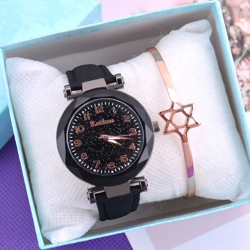 Black no bracelet Женские часы, звездное небо, часы, женские наручные часы, браслет, часы, кожа, кварцевые наручные часы, reloj mujer relogio feminino - Цвет: Black no bracelet