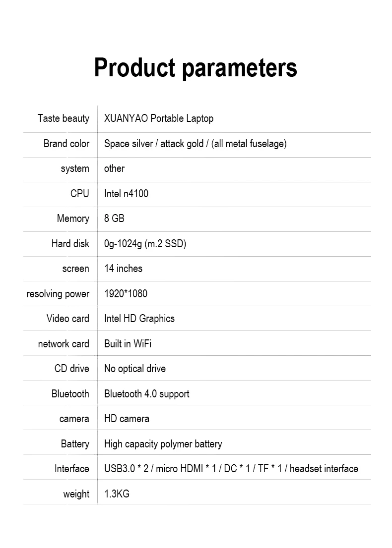 XUANYAO Laptops 15.6 inch Large Screen PC Computer Intel Celeron N4100 Gaming Laptop Ultra-thin Full Screen Notebook Office Work (13)