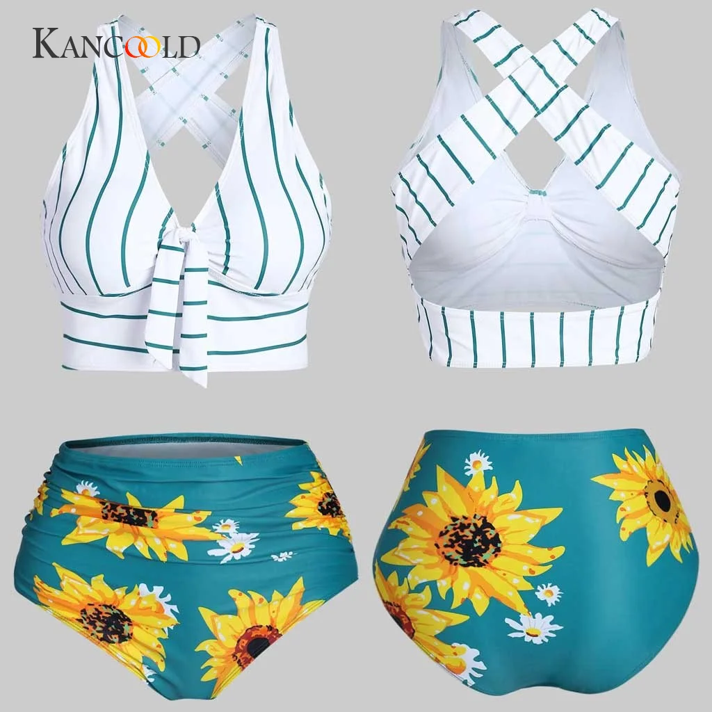KANCOOLD комплекты бикини женские Купальники пуш ап плюс размер с набивкой рисунком