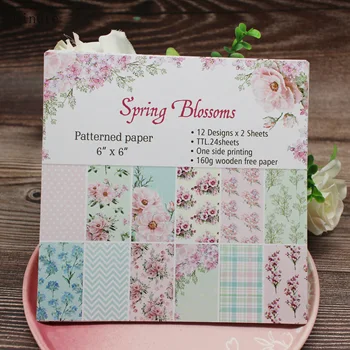

Spring Blossoms Pattern 24 Sheets 6 "X6" Paper Cutter Mould DIY Scrapbook Paper Bag Handmade Paper Crafts Background Mat Flowers