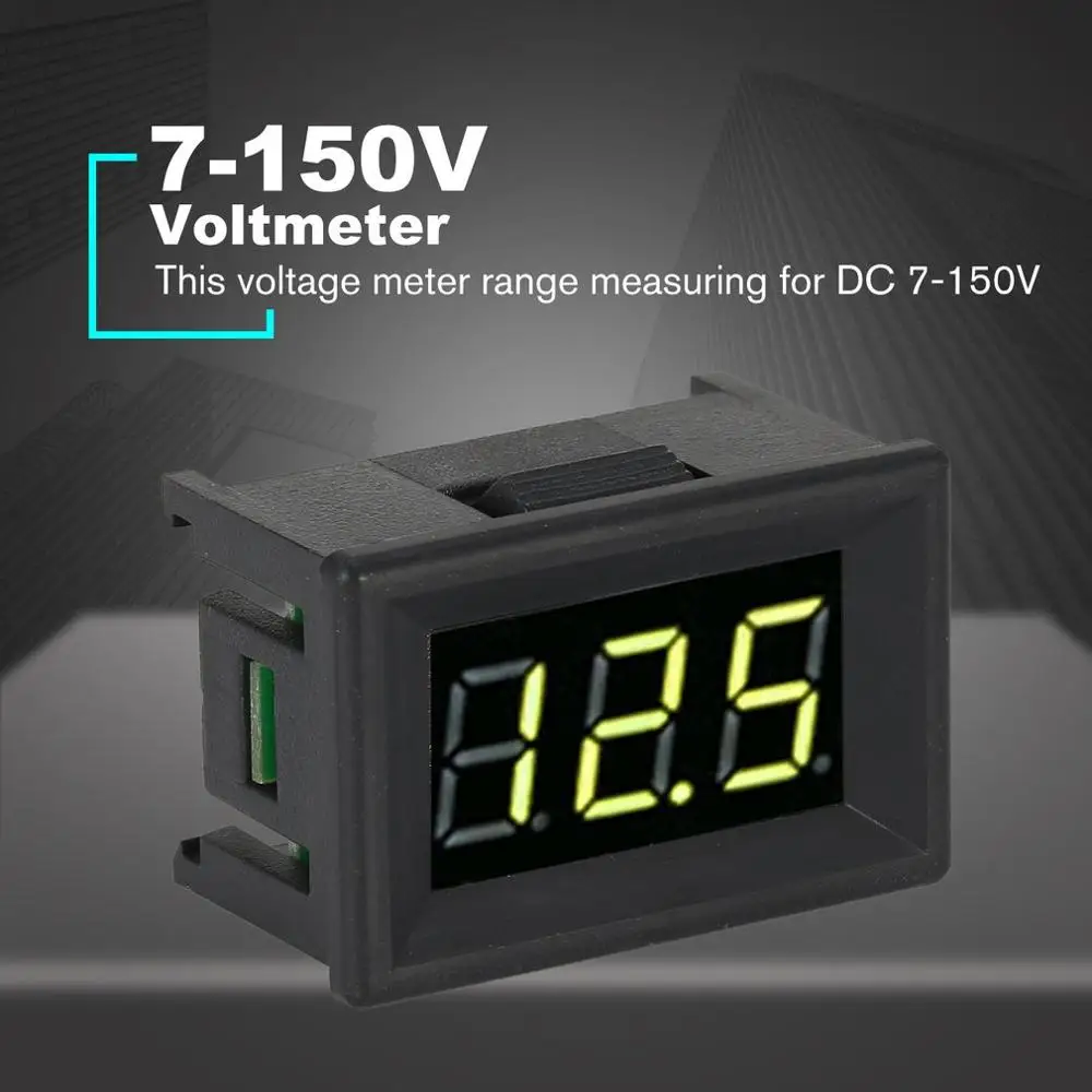 2 шт. DC7-150V 2-проводной светодиодный цифровая панель дисплея вольтметр измеритель напряжения вольт тестер для авто автомобиля мотоцикла аккумуляторной батареи - Цвет: Display color green