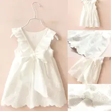 От 1 до 7 лет платье для маленьких девочек летняя одежда для малышей кружевное хлопковое белое платье-пачка принцессы с бантом сзади для маленьких девочек детская одежда