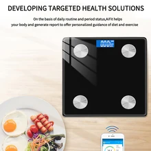 Weight Digital Body Fat Scales Smart Bluetooth Bathroom Accurate Composition Analyzer Health Weight Fitness Sync app Black Glass