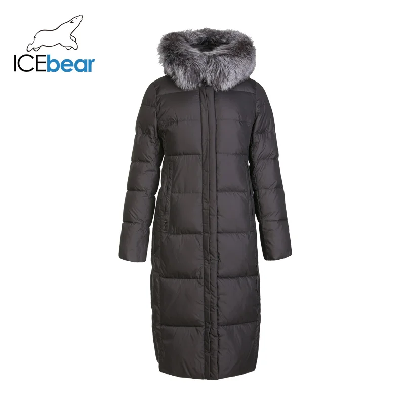 ICEbear Новинка зимнее длинное женское хлопковое платье модная теплая Женская куртка с капюшоном Брендовая женская одежда GWD19160I