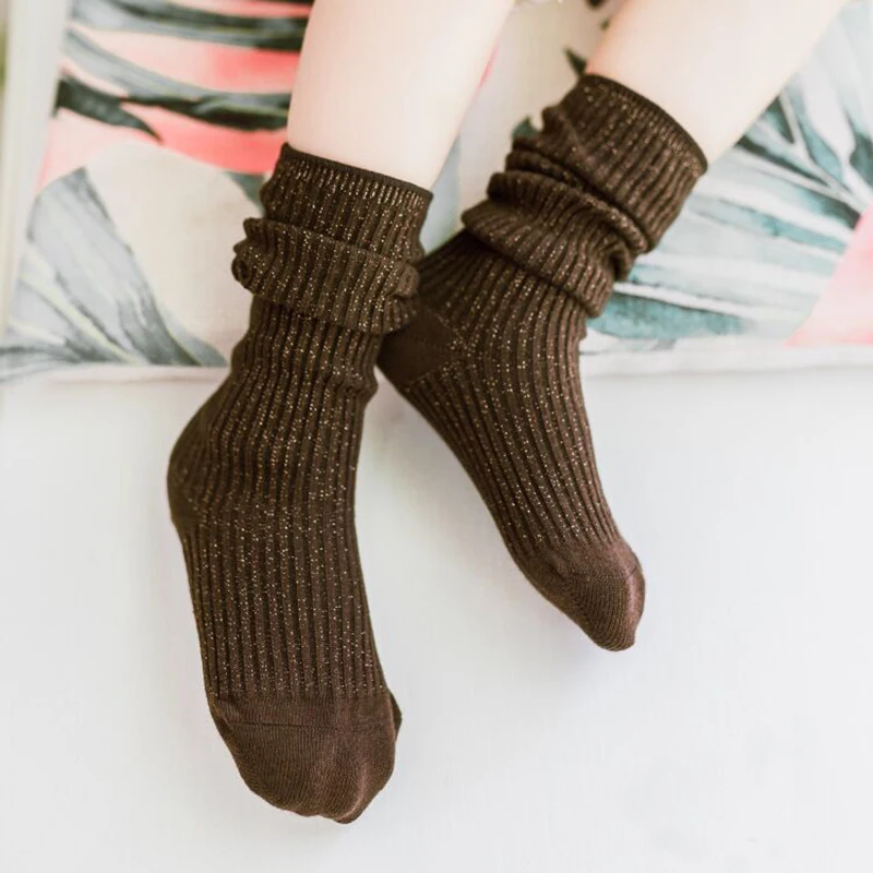 Two pairs Coffee Детские носки для девочек, гольфы для девочек яркие шелковые Детские носки для девочек без костей бесшовный носок с серебряной нитью - Цвет: Two pairs Coffee