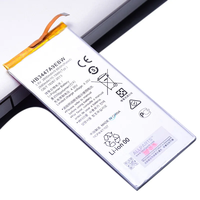 Аккумулятор для huawei Ascend P8, аккумулятор HB3447A9EBW 2600 мАч, полная емкость для huawei P8, аккумулятор
