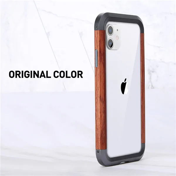 Роскошный Деревянный ящик для iPhone 11 Pro Max чехол противоударный металлический бампер Чехол Броня чехол для iPhone X Xr Xs 11 Pro Max Funda бампер - Цвет: Color 1