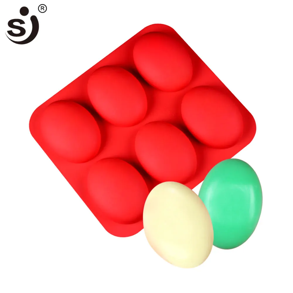 

SJ DIY Silicone Molds Soap Mold Oval for Handmade Soap Making Tools 3D 6 Soap Forms