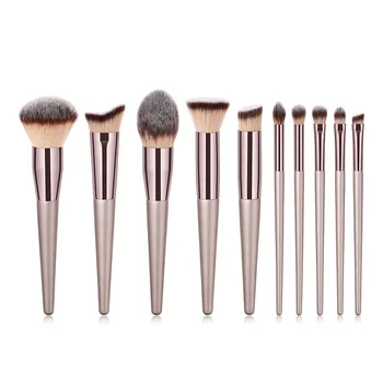 

GUJHUI 10pcs Champagne Makeup Brushes Set Foundation Powder Blush Eyeshadow Concealer Lip Eye Brush Cosmetics Beauty Tools