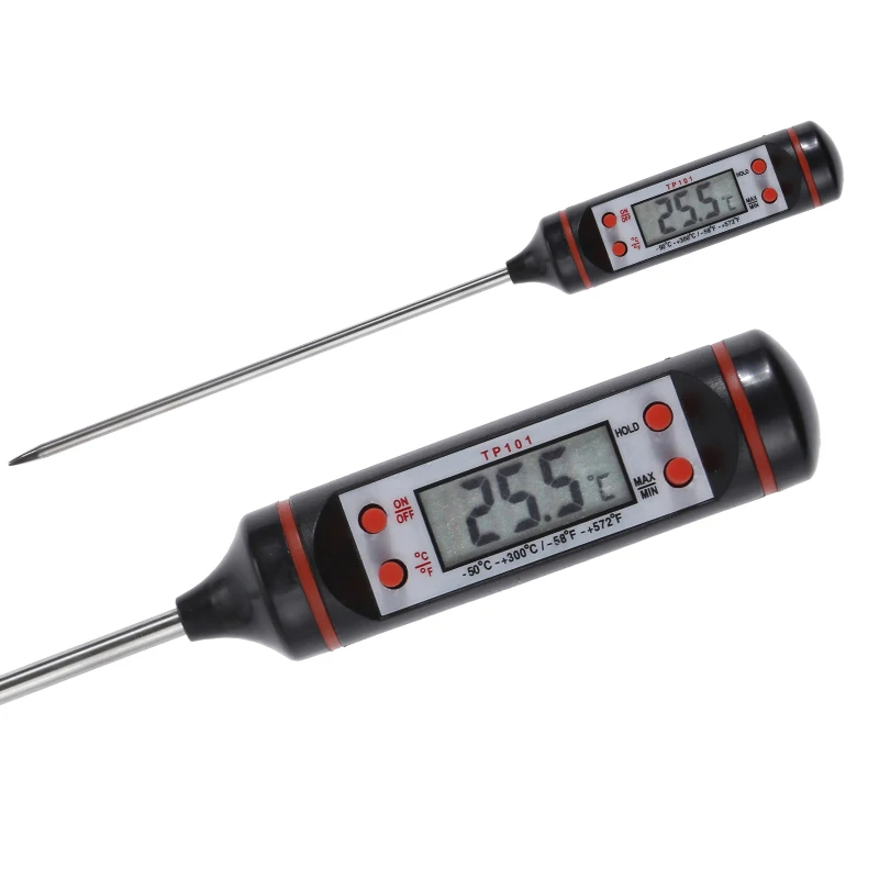 Kitchen Digital Bbq Food Thermometer Meat Cake Candy Fry Grill Dining Household Cooking Gauges With Battery-Black | Дом и сад