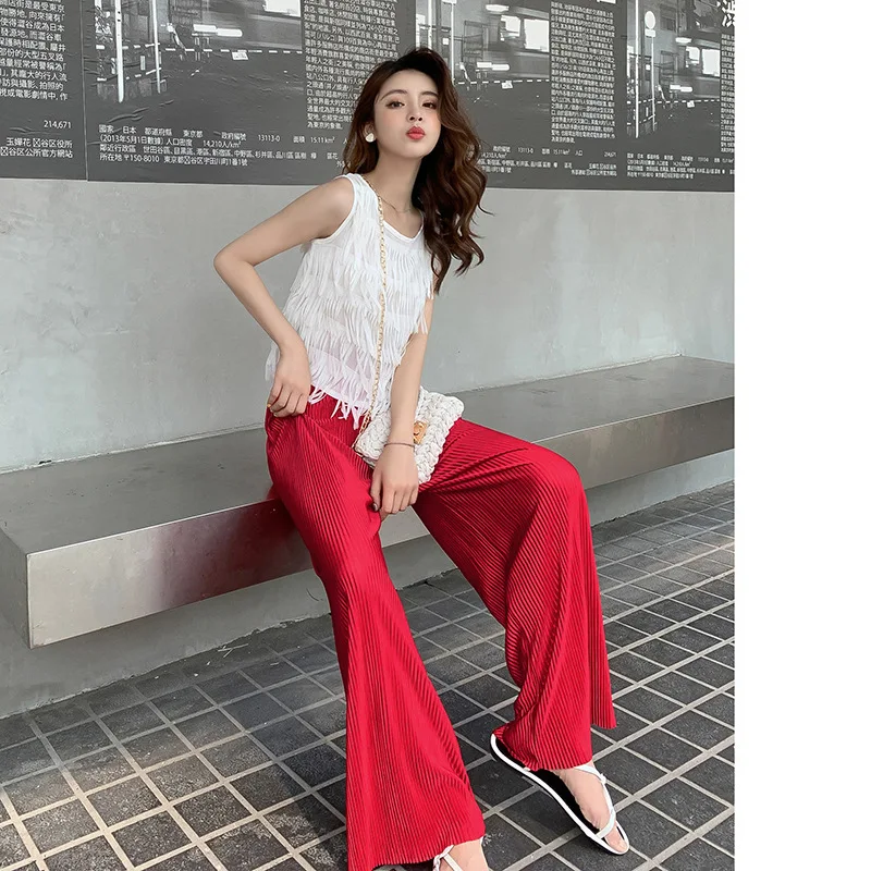 

Customizable 2019 New Style Korean-style Set Tassels Sleeveless Vest + Stripes Casual Loose Pants Two-Piece Set F7137