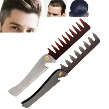 

Hair Modeling Comb Portable Vintage Oil Head Comb Household Stainless Steel Handle Folding Wide Teeth Comb Barber Salon Tools