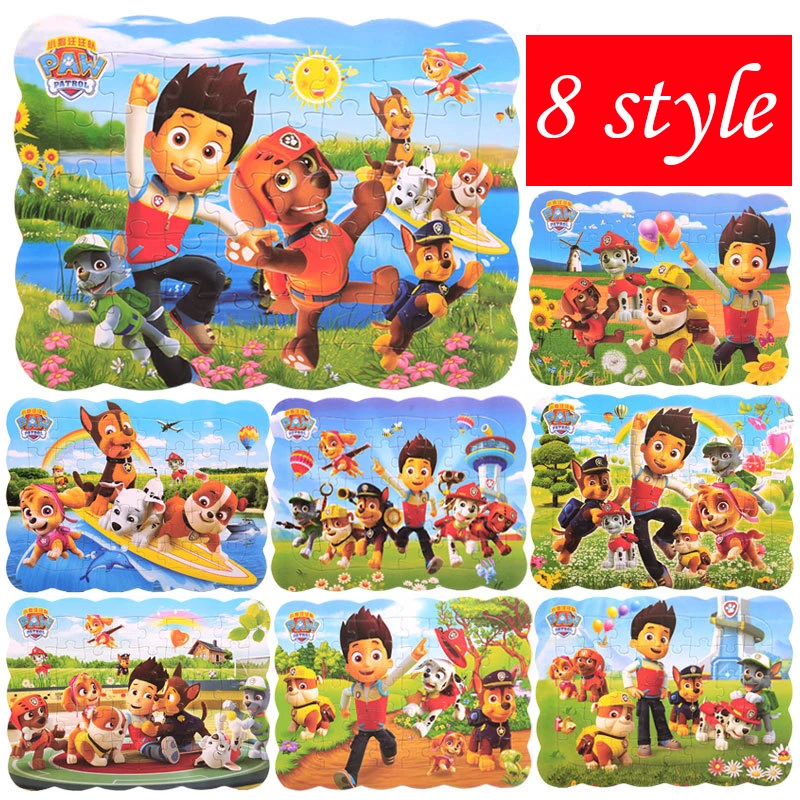 Paw Patrol головоломка подарок на день рождения мальчик игрушки для детей деревянные пазлы - Цвет: 40pcs Random one