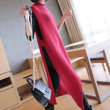 

Sleeveless sweater, cotton waistcoat, mid-autumn and winter Long-style fashionable 100-tie sweater knitted vest jacket,