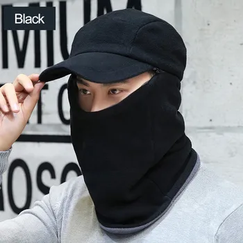 

Winter Earflaps Visor Beanie Knit Brim Hat Warm Fleece Lined Ski Cap with Billed Outdoor safe Breathe care Cycling Mouth-muffle