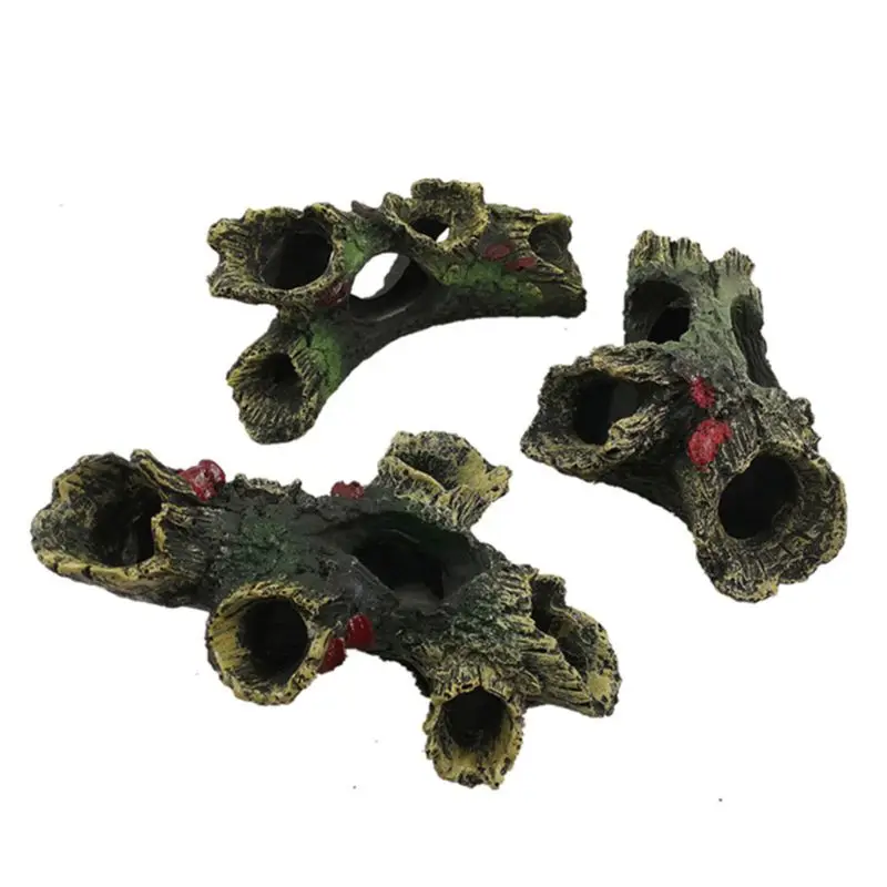 

3 Pcs Aquarium Decorations Retro Log Resin Hollow Simulation Tree Trunk Ornament